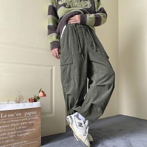 Men's Pants DEEPTOWN Japanese Streetwear Corduroy Cargo For Men Green Black Casual Baggy Trousers Male Hip Hop Korean Style Summer