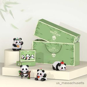 Block Small Particle Assembly Building Block Toy Giant Panda Flower Fruit Lai Meng Lan Fubao Boy and Girl Puzzle Gift R230817