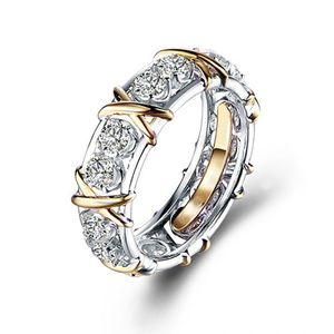 Pierścień Pierścień Pierścień dla kobiety luksusowe pierścienie Połączenie krzyżowe z pełnym pierścionkiem cyrkonowym Pierścień Pierścień Pierścień Pierścień Biżuteria Mężczyzna Kobiety bezpłatny wysyłka złota
