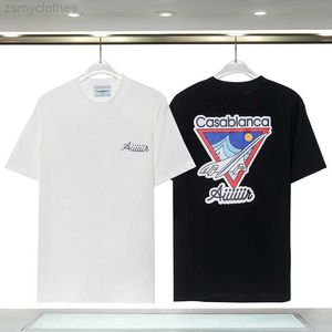 メンズTシャツ良質の航空機プリントカサブランカファッションTシャツメンカサブランカ女性ストリートウェアティーサマースタイルTシャツ男性服