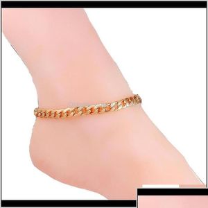Anklets Drop Delivery 2021 Summer Jewelry Foot On The Leg Gold Color Bracelet Ankle Link Chain Anklet Bracelets For Women Jtueg Dhran