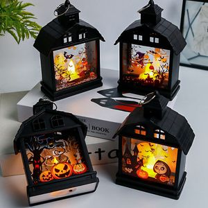 Vela de decoração de halloween pequena lâmpada de óleo portátil criativo retro abóbora ornamento ornamento lâmpada de vento