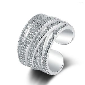 Ringos de cluster Trendy 925 Sterling Silver Weding Band Eternityn Open Ring para Mulheres Senhoras Adoram Presentes de Atacado Lotes Jóias A Granel