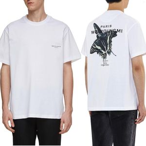 Erkek Tişörtleri Wooyoungmi Koreli Baskı T-Shirt Kadınlar Wym Lüks Tasarımcı Yaz Kelebek Büyük Boy Moda 2023 Street Giyim Tişört