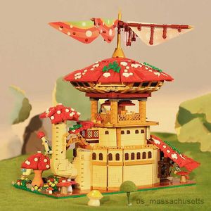 Blöcke 2763pcs Märchen Ganoderma Hotel Building Blocks Pilzhaus Village Architektur Mikro Montage B Story Toy Girl Girl R230817