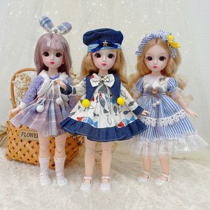 Куклы 6 очков BJD 30 см. Кукла 3D Real Eyes 23 суставы могут переместить модную одежду юбку Принцесса одеваться детская игрушка подарок 230816