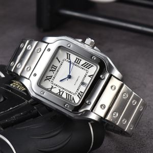 Pasek ze stali nierdzewnej kwarcowy zegarek dla mężczyzn Business Wristwatch Rectangle wojskowe wielofunkcyjne luksusowe zegarki Wodoodporny swobodny zegar 43 mm świąteczne prezenty