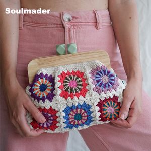 Abendsäcke Häkeln Clutch Chic Granny Square Gran Handtasche Verschluss Geldbeutel gewebt Jacquard Bag Großhandel 230816