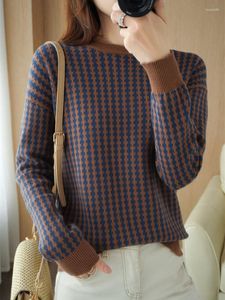 Kadın Sweaters Sweater Kadınlar 2023 Koreli Moda Uzun Kollu Top Retro Jumperlar O boyun boyunlu kazak Sonbahar Kış Gevşek Katı