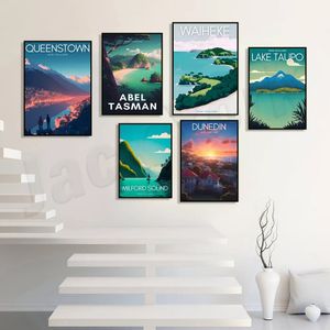 Pintura de lona Pintura da cidade mundial Glacier Albertas Lake Wall Art Nordic Mountain Landscape Poster e Print Wall Picture for Living Room Decor Presente para Amigo E Wo6