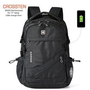 Schulbeutel Schweizertifunktional langlebig 17 Zoll Laptop -Rucksack 45 l größerer Kapazitäts -Reisetasche USB -Ladeanschluss Wasserbeständiger Mochila 230817