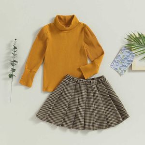 Set di abbigliamento Bambini Kid Ragazze Autunno Moda Abbigliamento Manica lunga Pullover in maglia Top Set gonna a pieghe