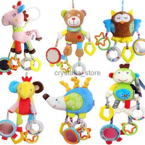 Baby Bath Toys Baby Sensory Hanging Rattles Soft Learning Toy Plush Animals barnvagn Bed Bed Crib With Teether för Bebe Babies Toddlers HKD230817