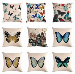 Travesseiro de travesseiro 45x45cm colorido padrão de borboleta de poliéster Print Throw Cushion Cover carro Caso de almofada para casa decoração de casa HKD230817