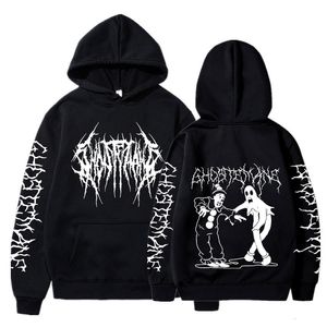 Herrhuvtröjor Sweatshirts Ghostmane dubbelsidig tryckt hoodie-tröja för Hip-Hop Metal Rock Hoodie Sweatshirt och Y2K Hoddies 230815