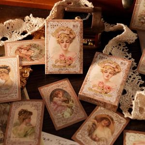 Present Wrap 30 PCS/Box Washi Stickers Vintage Western Classical Character Lace Border Material Handbook Collage Stationery