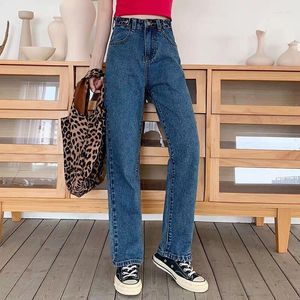 Jeans feminino Moda casual perna reta Cantura alta jeans solto inferior harajuku namorado longo calça de outono folgado