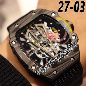 ZY Latest 27-03 Mens Watch Japan Miyota 8215 Automatic Movement NTPT Carbon Fiber Case Skeleton Dial Black Nylon Leather Strap 2023 Super Edition eternity Watches