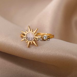 Band Rings Anti Stress Anxiety Ring For Women Stainless Steel Sun Pendant Spinner Fidget Finger Rings 2022 Fashion Birthday Jewelry Gift J230817