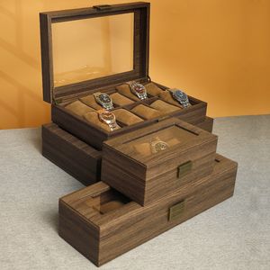 Smyckeslådor Herrarna Wood Gain Watch Collection Box Mechanical Watch Box Organiser Smycken Boxar och förpackning 230816