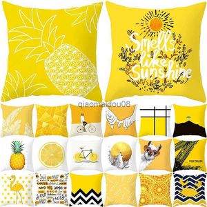 Pillow Case Ywzn Ananas Blatt Gelb Gehäuse Dekorative Hülle Ananas Gelb Wurf Hülle Abdeckung Abdeckung HKD230817