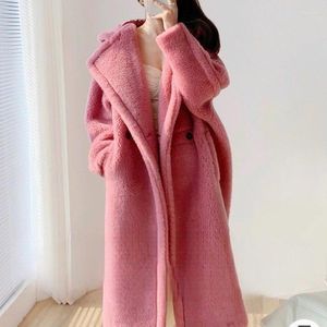 Women's Fur 2023 Winter Women Faux Coat Long Loose Large Size Hooded Outwear Thicken Warm Fashion Casual Parkas Solid Color Outcoat