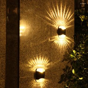 Wall Lamp Solar LED Light And Shadow Outdoor Garden Courtyard Decoration Night Waterproof Up Down