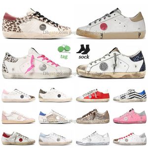 Luxury Women Leopard Designer Casual Shoes Super-Star Italy Brand Platform Superstars Golden Sneakers Mens White Green Pink Burgundy Patch Loafers Low Top Trainers