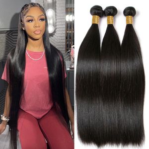 Bone Straight Human Hair Bundles Long 30Inch 1 3 4 Pcs Deals Sale For Black Women Brazilian Remy Hair Extension Natural Color