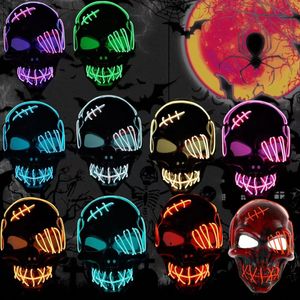 Świecająca maska ​​terror duch widoczny twarz Halloween Ball Props Skull One Wook Pirate Mask Mask LED Flash Mask