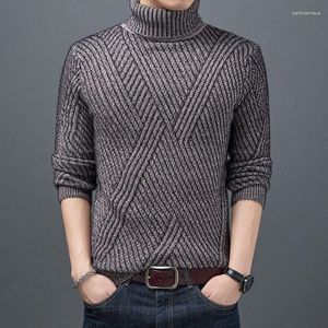 メンズセーター冬のタートルネックシックメンズカジュアルタートルネックソリッド色の品質温かいスリムプルオーバーメンx36