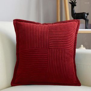 Pillow Easy Care Case Vertical Stripe Cozy Corduroy Christmas Covers Festive Square Cases For Home