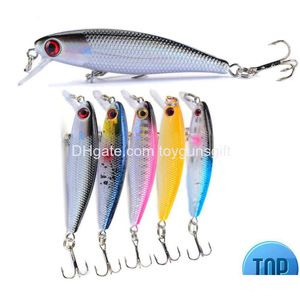 Baits Lures 1 Pcs 3D Eyes Fishing Bait 4.5G 6.5Cm Sinking Vibrating Rattan Hook Wiggler Deep Submergence Marine Artificial Plastic D Dhrme