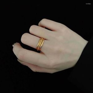 Cluster Rings 3st Titanium Steel Set for Women Thin Knuckle Ring Gold Color minimalistiska modesmycken Tillbehör Korea Style