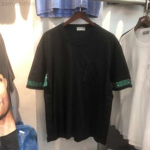 メンズTシャツは、カシューフラワーファッションTシャツを着た高品質のパネルカフスメンズジップポケット女性ホワイトティーメンズ衣類