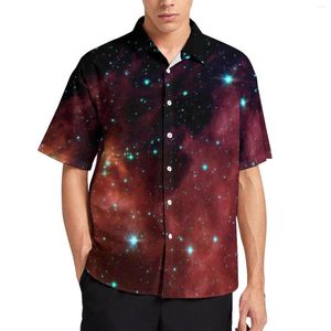 Men's Casual Shirts Night Sky Print Shirt Fashion Orion Nebula Vacation Loose Summer Y2K Blouses Short Sleeve Pattern Oversize Tops