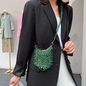 Hobo Women Party Metallkristall Handtaschen Ladies Abend Umhängetasche Luxus Design Perlen Handtasche Modes Messenger Taschen 2023 Y2K HKD230817