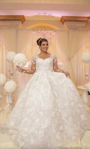 Suknie ślubne w dużych rozmiarach V Długie rękawy z koraliki koronkowe aplikacje tiulowe Train Bridal Suknie