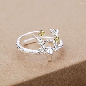 Bröllopsringar Bohemian Vintage Big Deer Antlers Ring for Women Boho Antique Silver Color Knuckle Jewelry Anillos