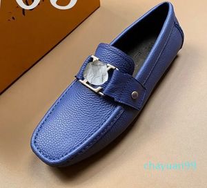 Mocassini da uomo in pelle di mucca autentica Mares di moda Mococcasins in pelle di lusso di lusso in pelle Slip blu Slip sulla scarpa da uomo da uomo Plus size