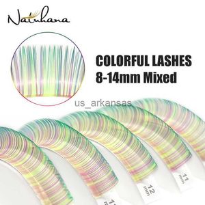 False Eyelashes NATUHANA 8-14mixed lashes Extensions Colorful Eyelashes Mink Fake Individual Rainbow Colored Lashes Mix Color Makeup Cilios HKD230817
