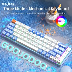 Tastaturen RGB Light Wireless Bluetooth Mechanical Keyboard Gaming Keyboard PBT -Tastaturen Swappbare 65Keys für PC -Laptop abnehmbares Kabel 230817