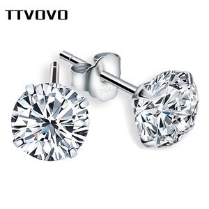 Charm Ttvovo 925 Sterling Stud Ohrring Month Lucky Birthstone AAA Kubikzirkonia CZ Kanal für Frauen Männer S925 Hochzeit Schmuck 230817