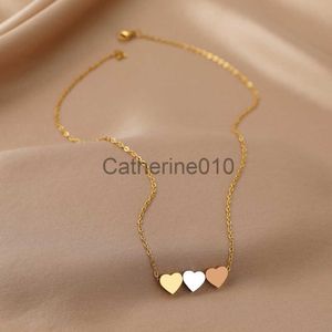 Pendant Necklaces Stainless Steel Necklaces New Trend Sweetheart Gold Color Silver Color Metal Charms Pendants Chains Fashion Necklace For Women J230817