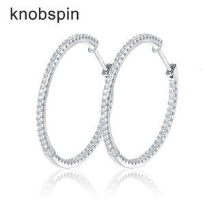 Серьги петли Knobspin Charm для женщин 925 Sterling Sliver 12mm D VVS1 Лаборатория выращенных бриллиантовых ушей