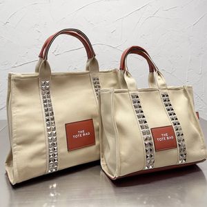 The Tote Bag Canvas Handbag Designer Shoulder Bags Fashion Letter Silver Nails Decor Luxury Patchwork Crossbody Bags Practical Large Totes