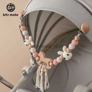 Facciamo un letto per bambini in legno teether appeso giocattolo giocattolo fare rumore uccello elefante a forma all'uncinetto perline bracciale clip baby rapme hkd230817