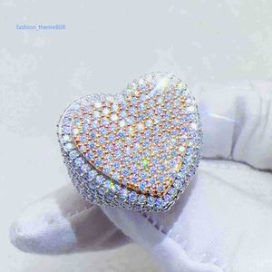 Gioielli designer gioielli personalizzati 925 anello moissanite in argento sterling vvs diamond hop hop a due colori anello cardiaco