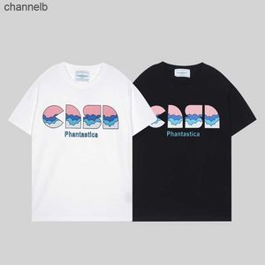 Camisetas masculinas rosa casa rosa impressão em nuvem colorida Casablanca Homens homens mulheres streetwear superdizes de alta qualidade de manga curta camiseta hkd230817