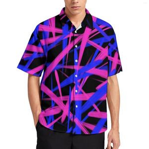 Herren lässige Hemden Neon Farbe Blusen männliche Grafikkunst Druck Sommer kurzärmelig stilvolles übergroßes Strandhemdgeschenk